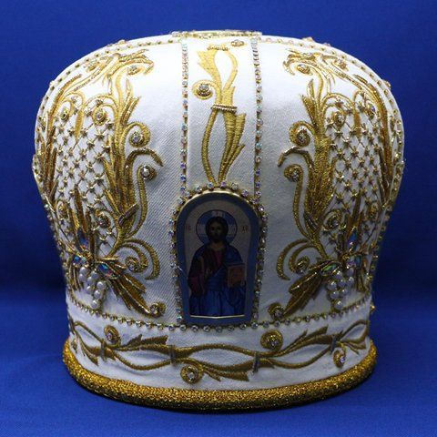 Митра біла з камінням ЛІ-сітка 273107 фото