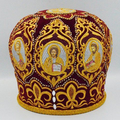 Митра бордова з вишитими іконами ЛІ-0 263031 фото